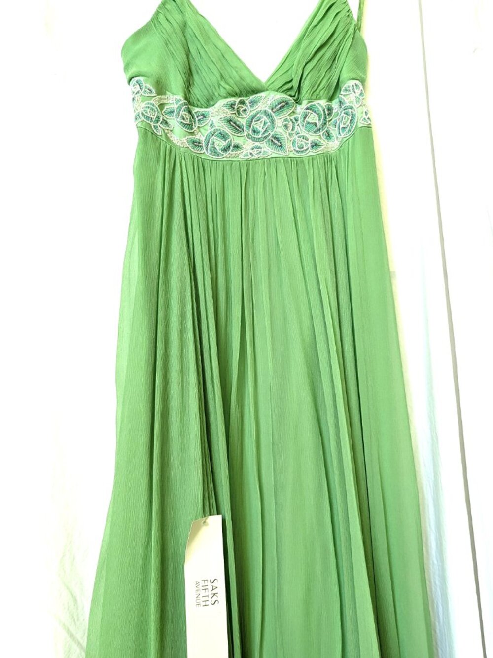 BCBGMAXAZIRA SIZE10 SEAFOAM GREEN FULL LENGTH LINED SPAGHETTI STRAP NEVER WORN